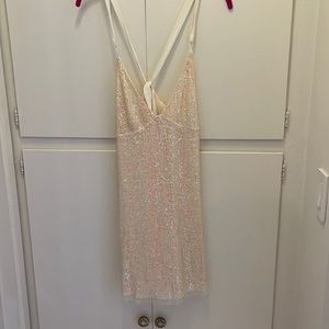 Free People Mini Sequin Dress White Cream